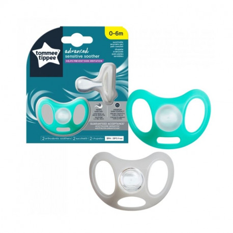 Suzete și accesorii - Suzete Sensitive Soother, 0 - 6 luni, 2 bucati, Tommee Tippee, farmaciamare.ro