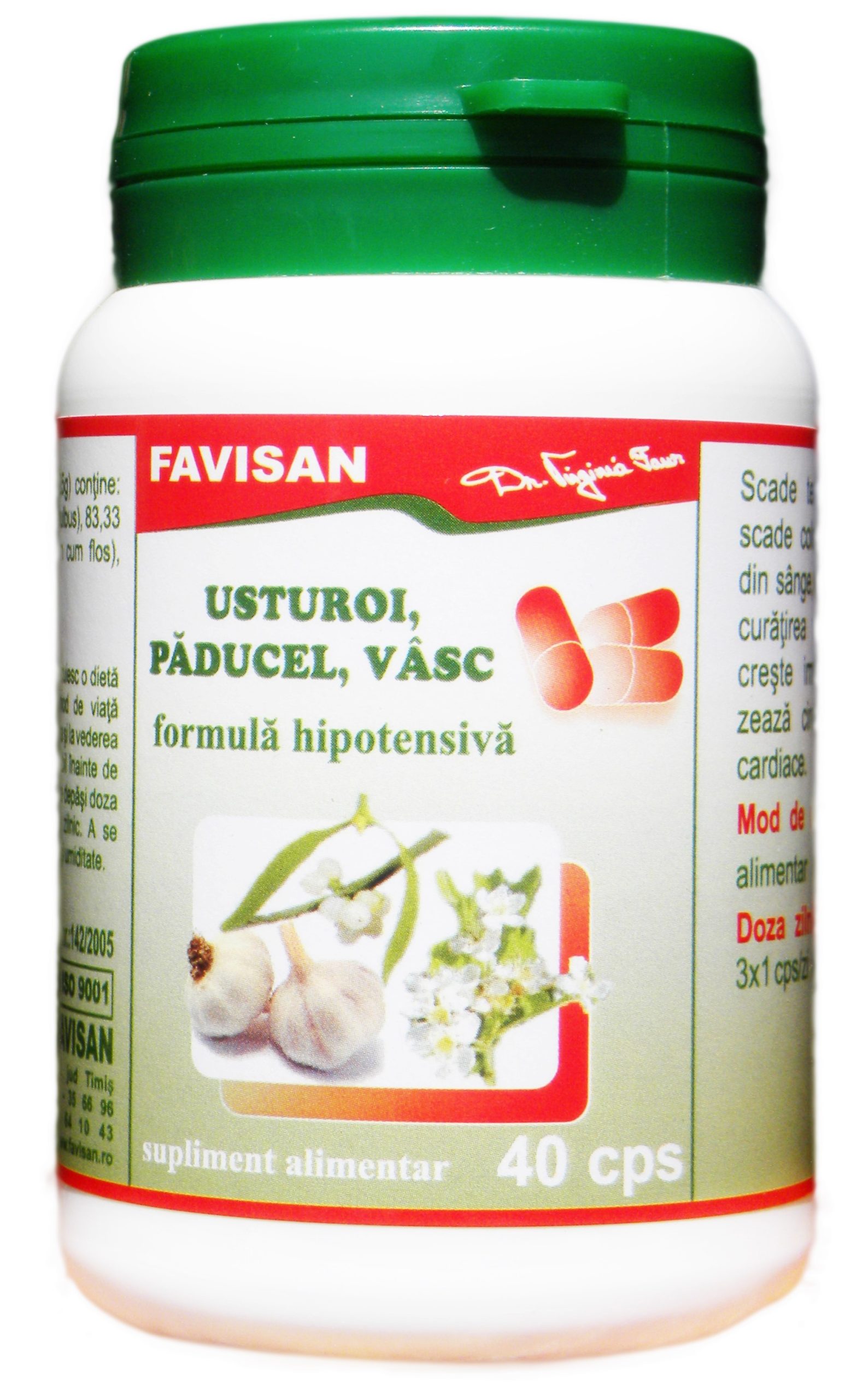 Afecțiuni circulatorii - Usturoi, paducel, vasc, 40 capsule, Favisan, farmaciamare.ro