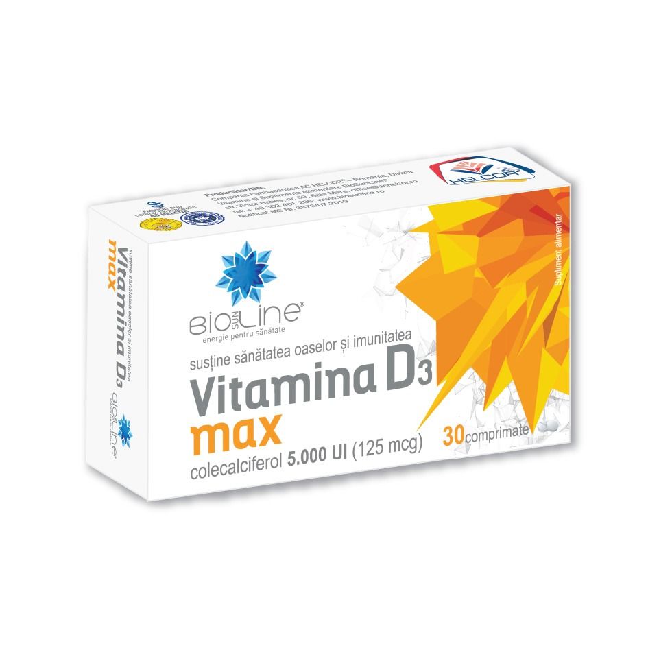 Imunitate - Vitamina D3 Max, 30 comprimate, Helcor, farmaciamare.ro