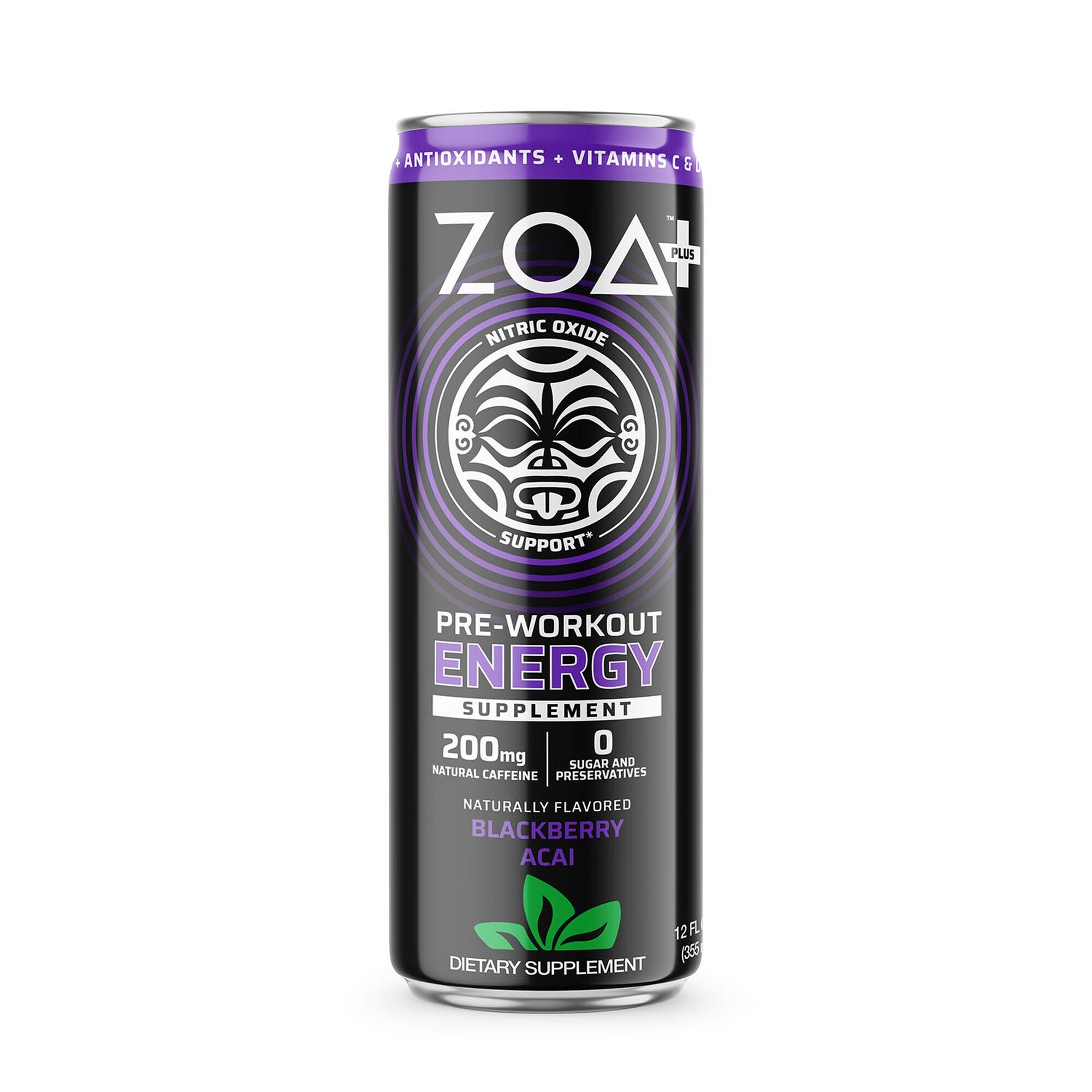 Preparate pentru efort (creșterea nivelului energetic) - ZOA+ Pre-Workout Energy Drink, bautura energizanta pre-antrenament cu aroma de mure acai, 355 ml, GNC, farmaciamare.ro