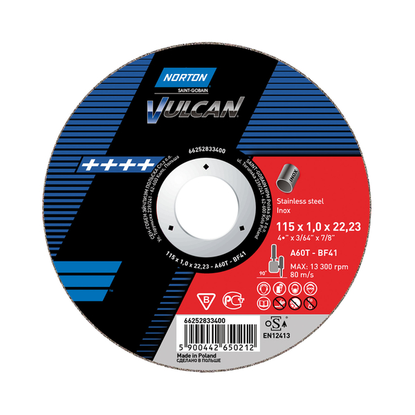 DISC NOR-V INOX 115x1.6x22.23 * 66252833401